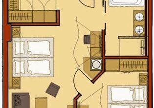 a digital sketch of the Suite Nathalie in the Hotel Bergheimat