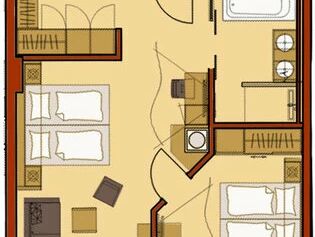 a digital sketch of the Suite Nathalie in the Hotel Bergheimat