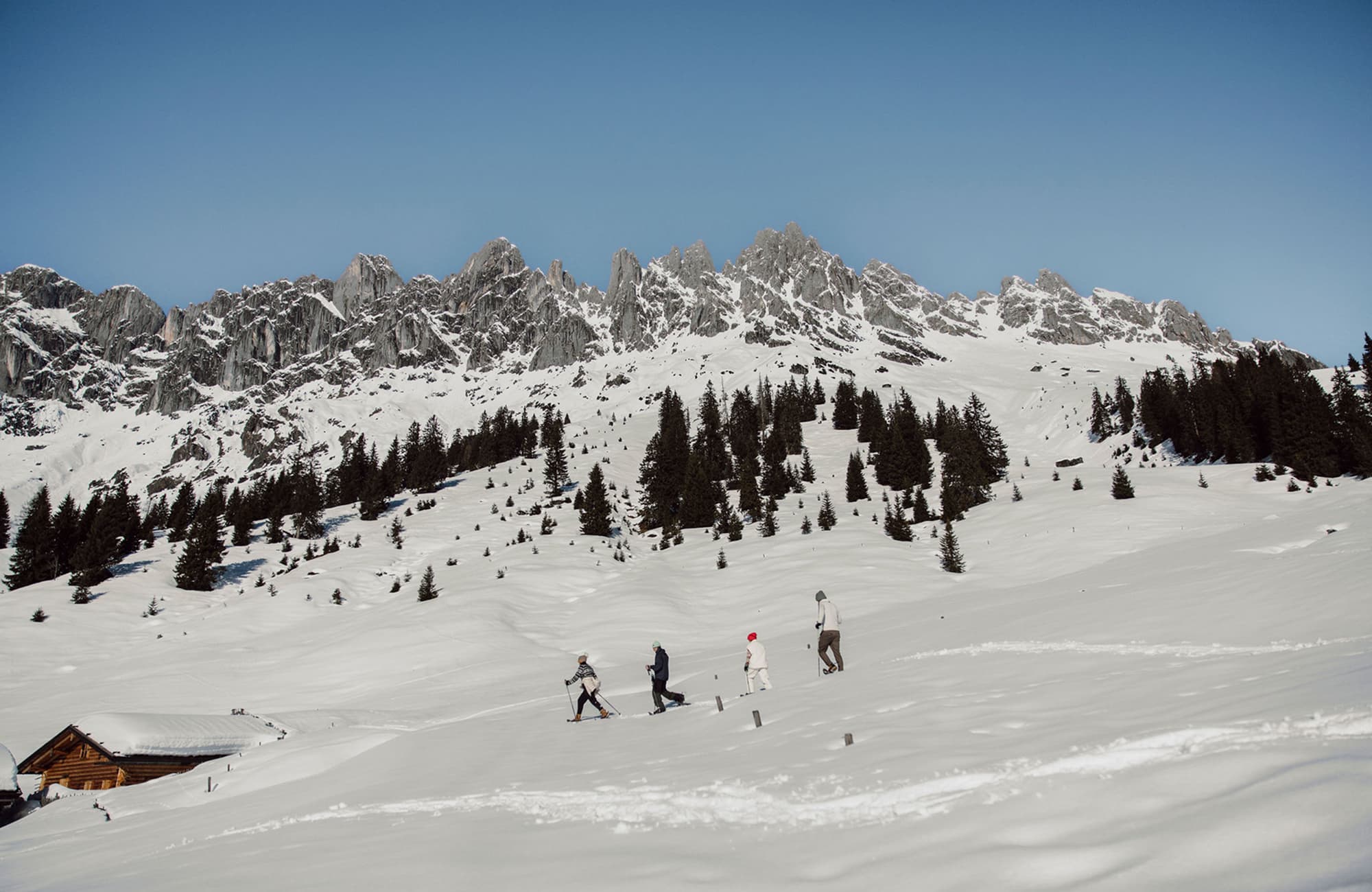 Wintervergnügen von zwei Kindern im Schnee